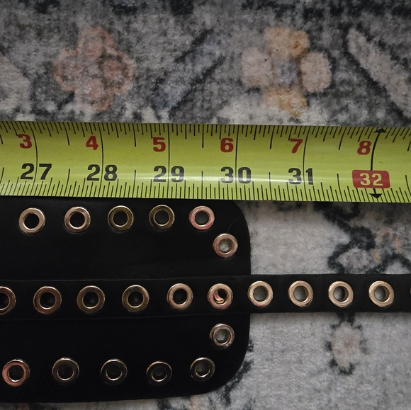 Black and Gold Faux Leather Wide Studded Corset 2 in 1 Belt - Picture 6 of 7